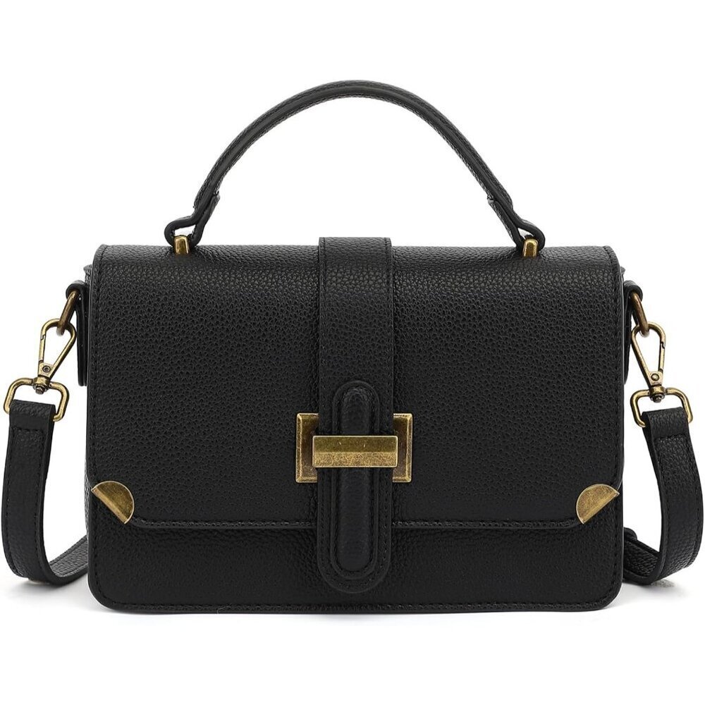 Women's B-black Leather Satchel Small Classy Crossbody Bag Purse Fashion Handbag